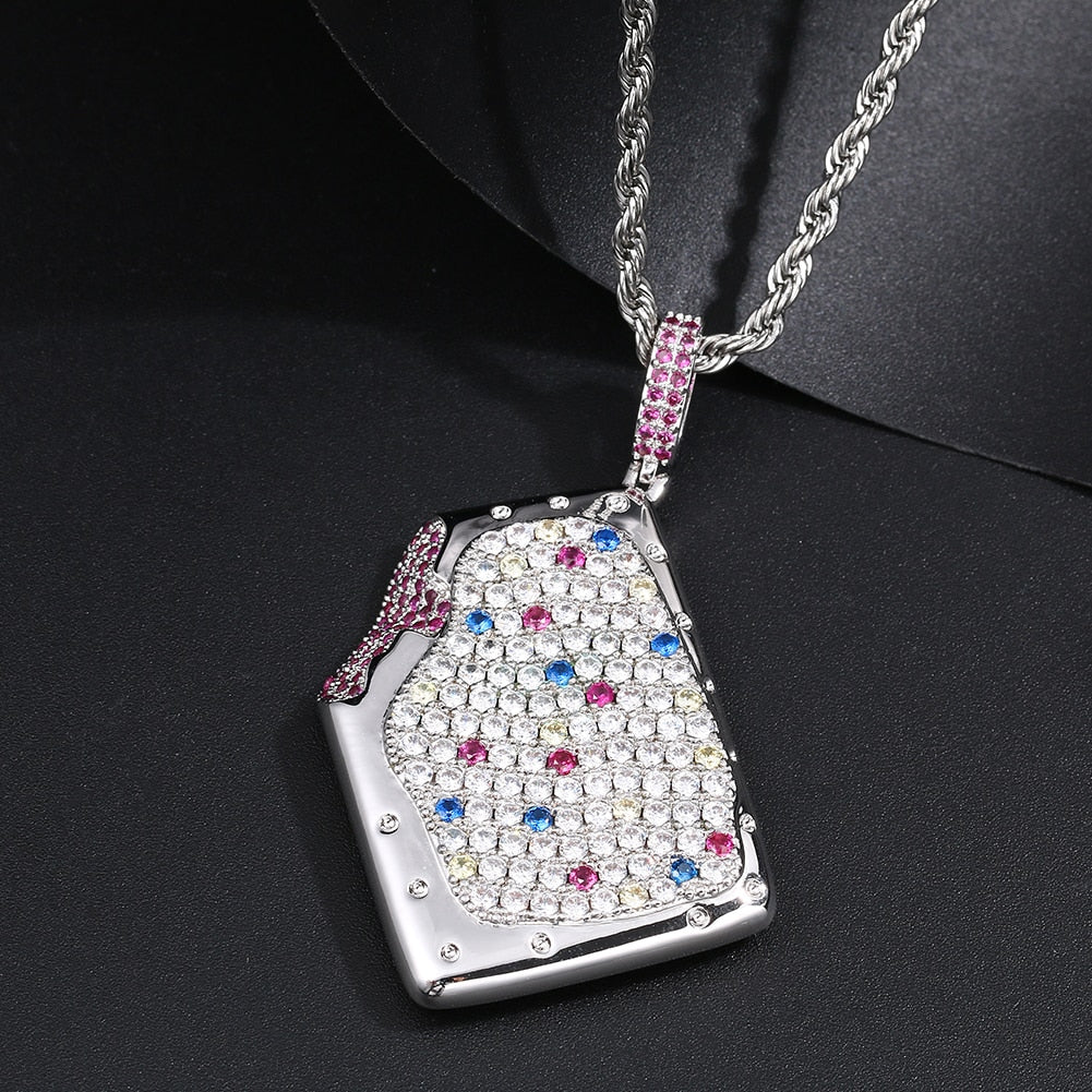 Brass Pendant Iced Out Pop Tart Necklace Bling Hip Hop Jewelry