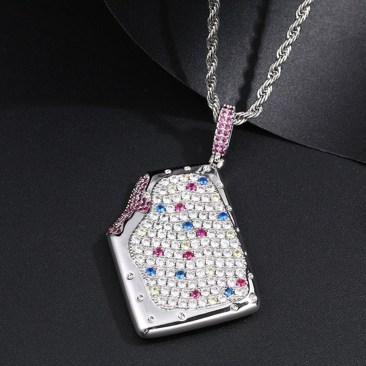 Brass Pendant Iced Out Pop Tart Necklace Bling Hip Hop Jewelry