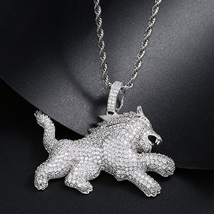 18K Gold Plated Iced Out Lion Animal Pendant Necklace