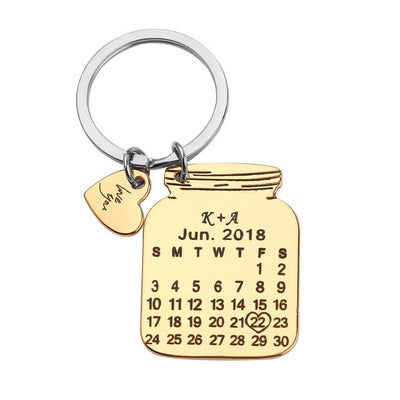 Bottle Shape Custom Calendar Keychain With Heart Icon