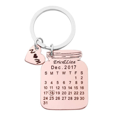 Bottle Shape Custom Calendar Keychain With Heart Icon