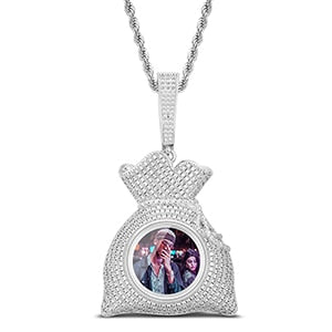 Custom Photo Hip Hop Money Bag Medallion Necklace For Man