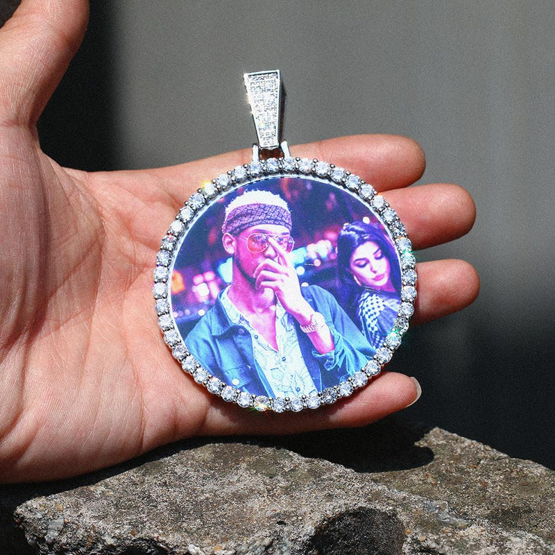 12MM Cuban Chain Photo Medallion Necklace- Mother&