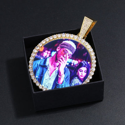 Gold Plating Custom Photo Medallion Necklace Christmas Gifts For Couple