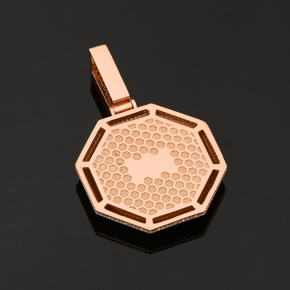 Custom 14K Gold Photo Pendant Necklace- Octagon Shaped Photo Necklace