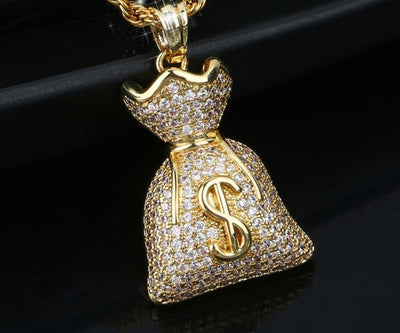 Personalized Pendant Necklace-Money Bag Pendant-Hip Hop Necklace