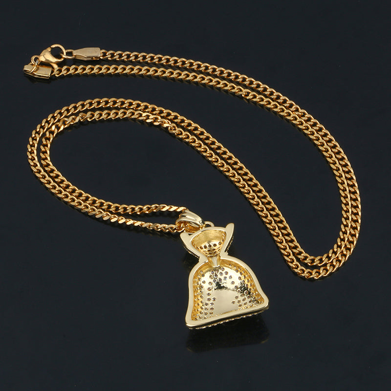 Personalized Pendant Necklace-Money Bag Pendant-Hip Hop Necklace