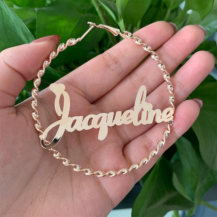 Twist Hoop Name Earring For Women