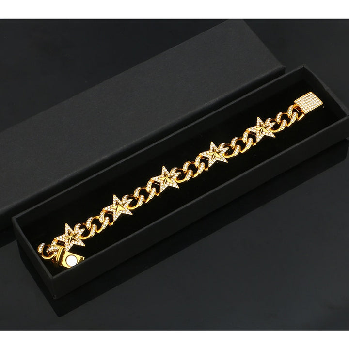 Star Miami Cuban Link Chain Bracelet- Bling Iced Out Rhinestone Bracelet