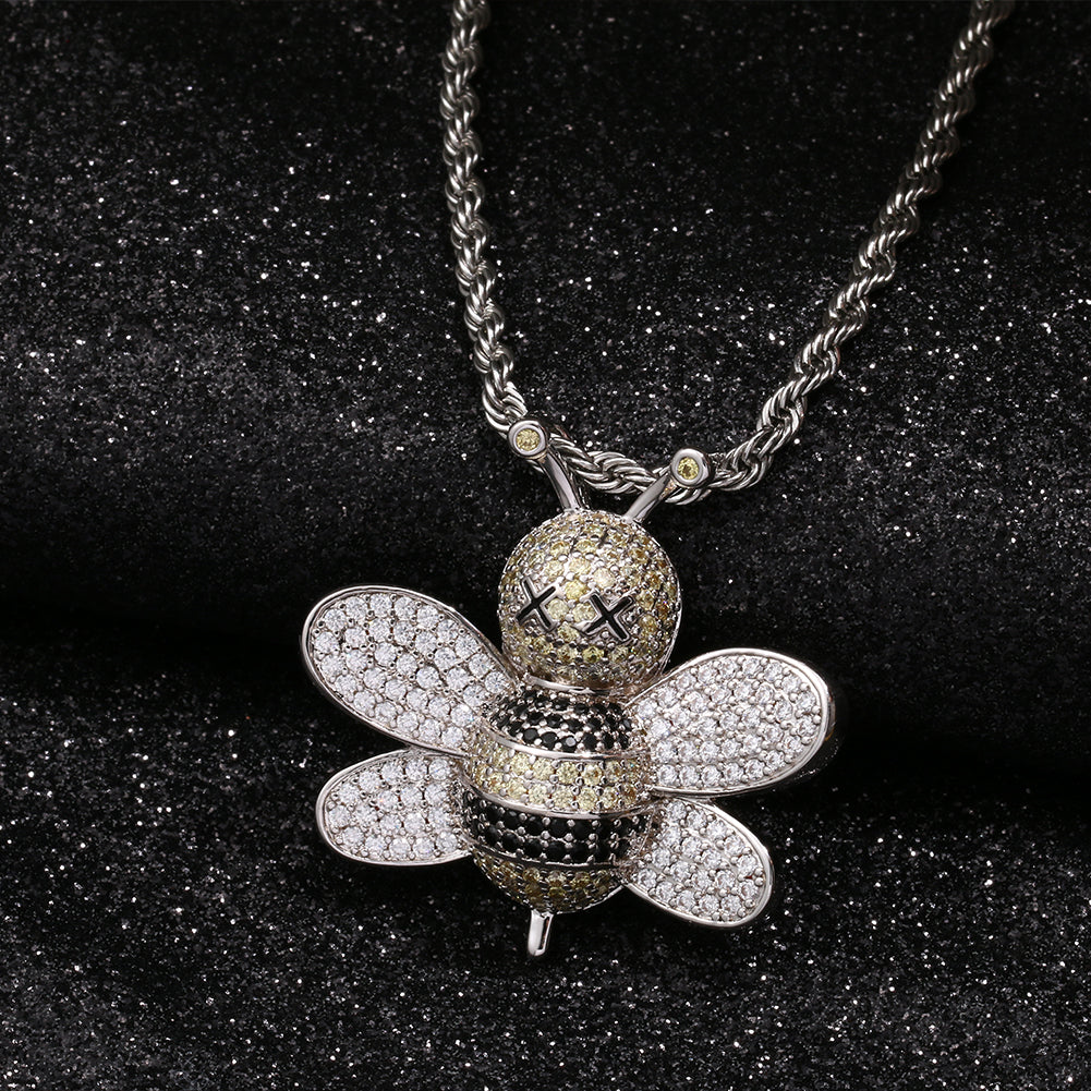 Brass Lovely Bee Pendant Bling Hip Hop Jewelry