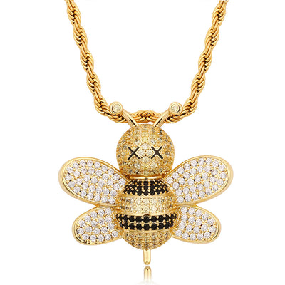 Brass Lovely Bee Pendant Bling Hip Hop Jewelry
