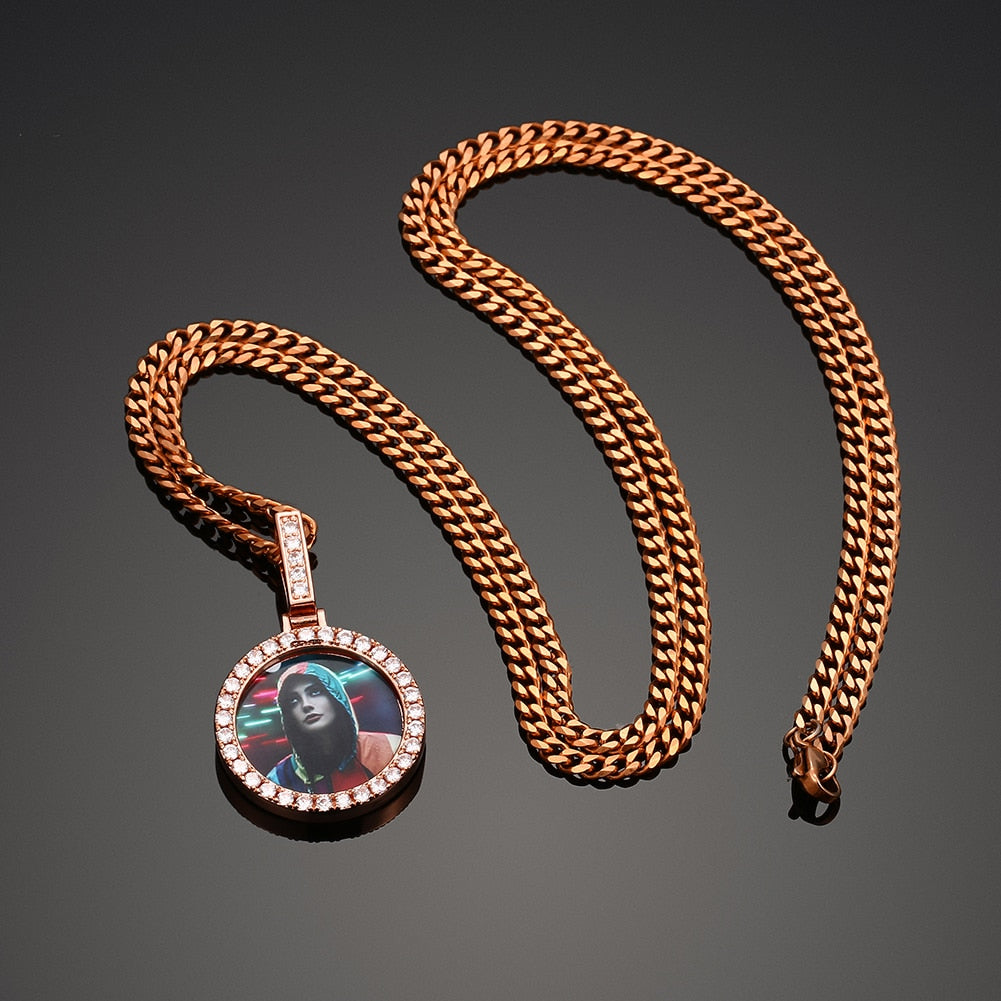 Picture Pendant Necklace-Circle Photo Pendant- Best Gifts For Men- Best Gifts For Women