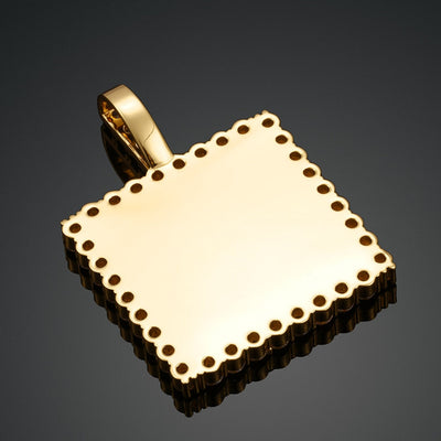 14K Gold Plating Medallion Pendant Square Custom Photo Medallion Necklace