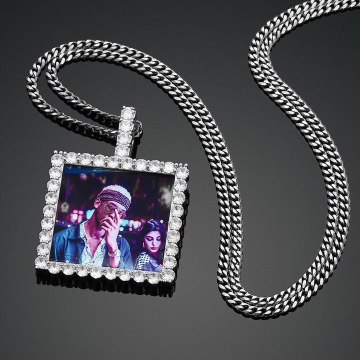18K Gold Plating Medallion Pendant Square Custom Photo Medallion Necklace- Best Birthday Gift