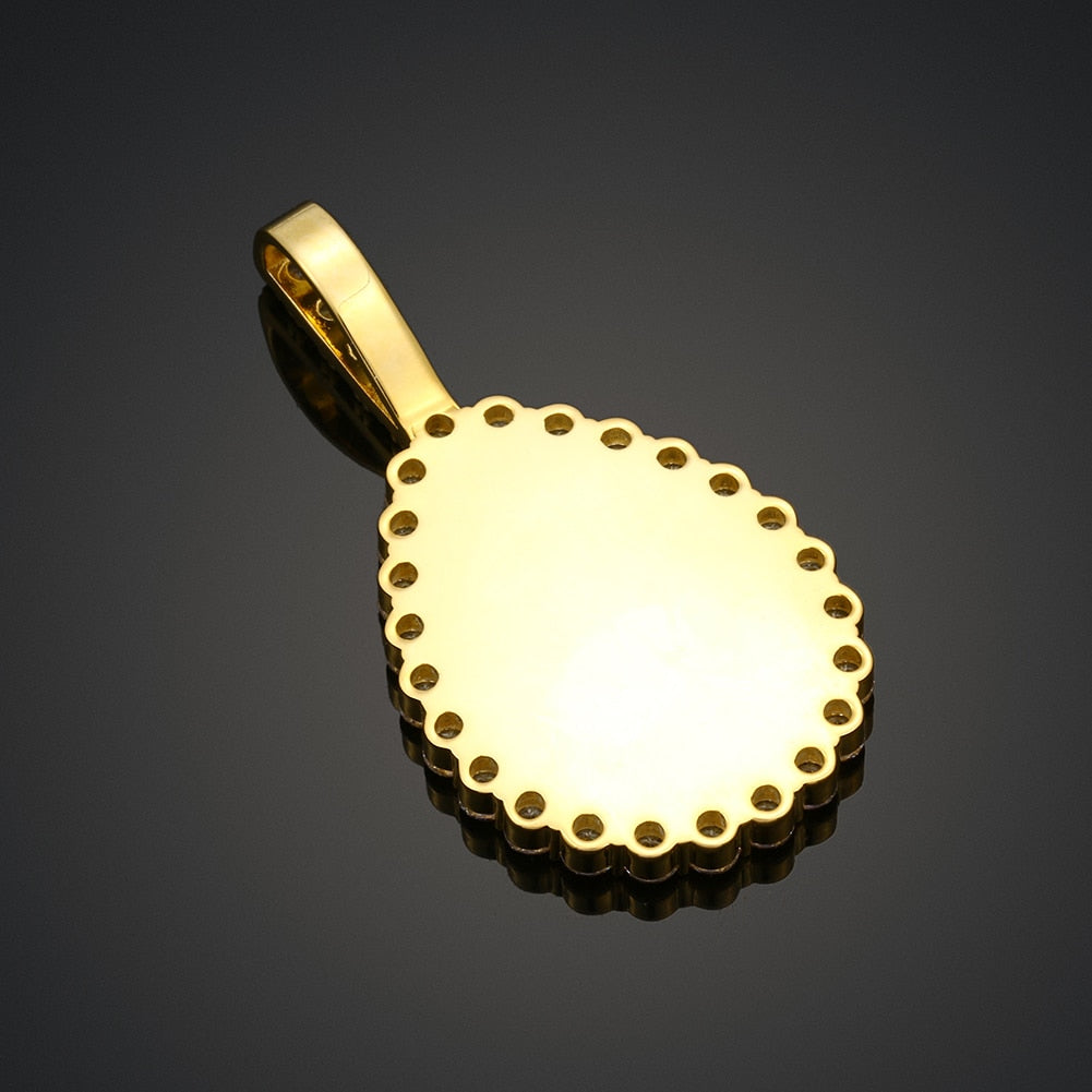 Water Drop Custom Picture Necklace Medallion- Photo Pendant
