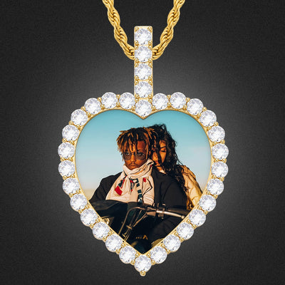 Heart Custom Photo Plating Of 14K Gold Medallion Necklace Hip Hop Jewelry