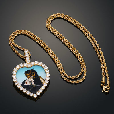 18k Gold Custom Heart Photo Necklace