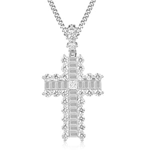 Iced Out 18k Gold Rhinestone Key of Life Egypt Cross Pendant Necklace - Hip Hop Necklace