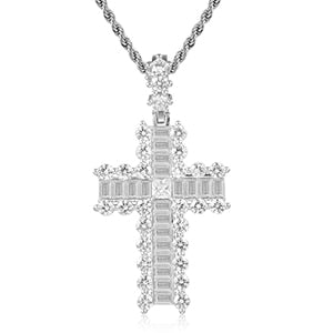 Iced Out 18k Gold Rhinestone Key of Life Egypt Cross Pendant Necklace - Hip Hop Necklace