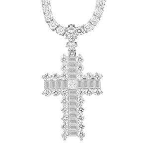 Iced Out 18k Gold Rhinestone Key of Life Egypt Cross Pendant Necklace - Hip Hop Necklace