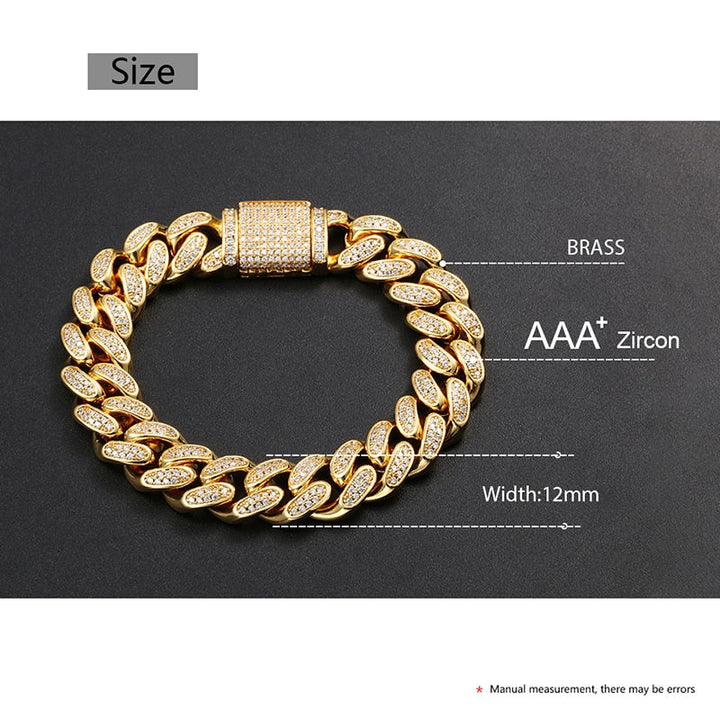 Miami Curb Rhinestone Cuban Chain Bracelet- AAA+ Cubic Zirconia Hip Hop Bracelet