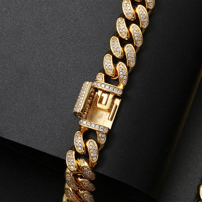 Miami Curb Rhinestone Cuban Chain Bracelet- AAA+ Cubic Zirconia Hip Hop Bracelet