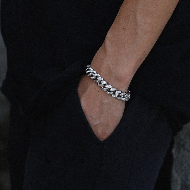 Miami Curb Rhinestone Cuban Chain Bracelet- AAA+ Cubic Zirconia Hip Hop Bracelet
