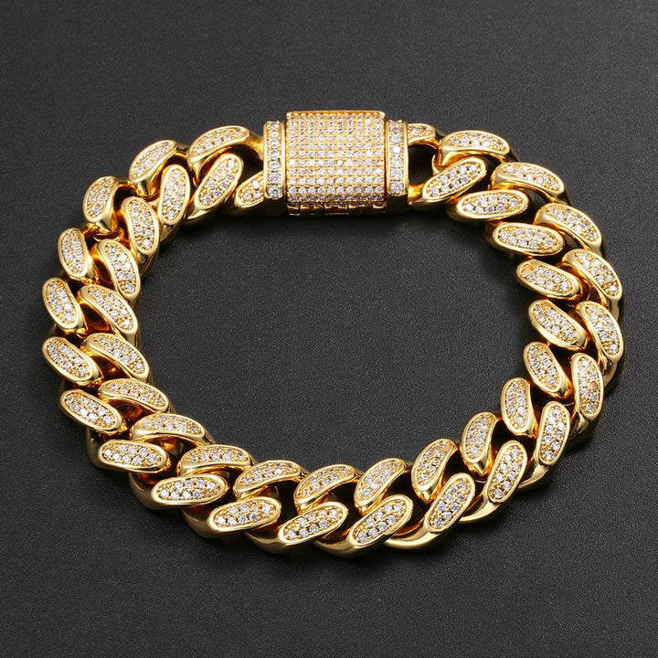 Miami Curb Rhinestone Cuban Chain Bracelet- AAA+ Cubic Zirconia Hip Hop Bracelet