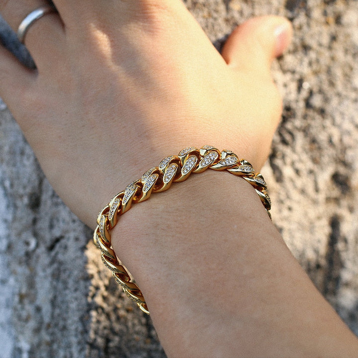 Miami Curb Rhinestone Cuban Chain Bracelet- AAA+ Cubic Zirconia Hip Hop Bracelet