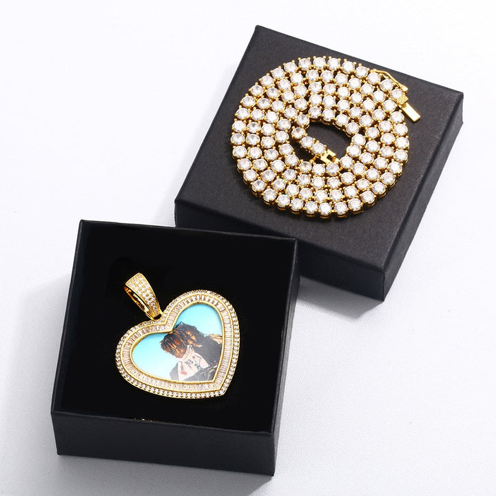 14K Gold Plated Personalized Heart Photo Medallion Necklace- Best Picture Necklace