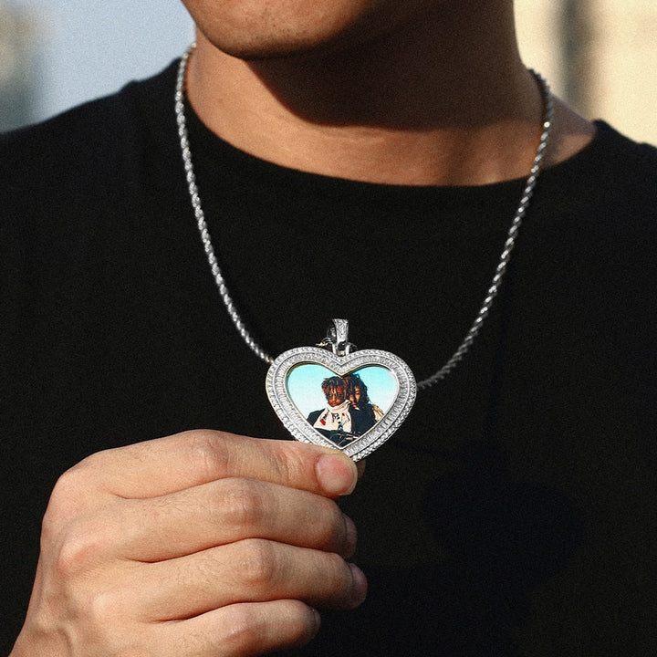 14K Gold Plated Personalized Heart Photo Medallion Necklace- Best Picture Necklace