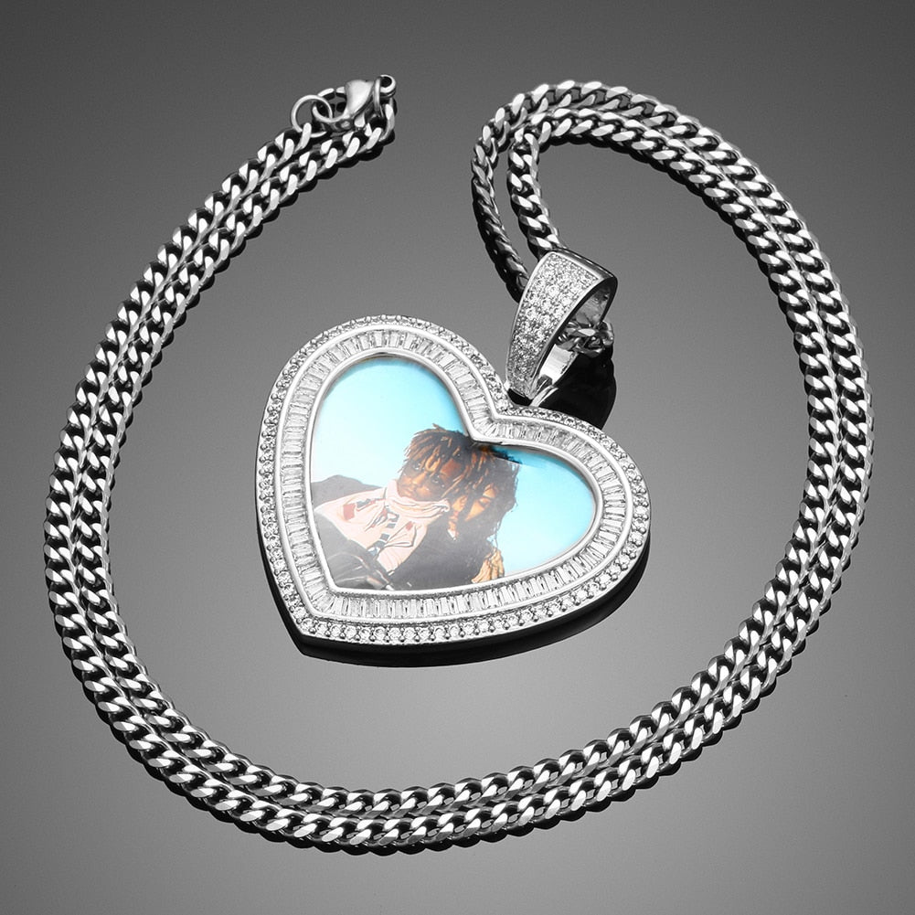 14K Gold Plated Personalized Heart Photo Medallion Necklace- Best Picture Necklace