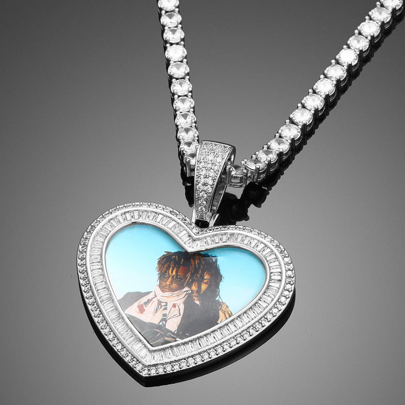 14K Gold Plated Personalized Heart Photo Medallion Necklace- Best Picture Necklace
