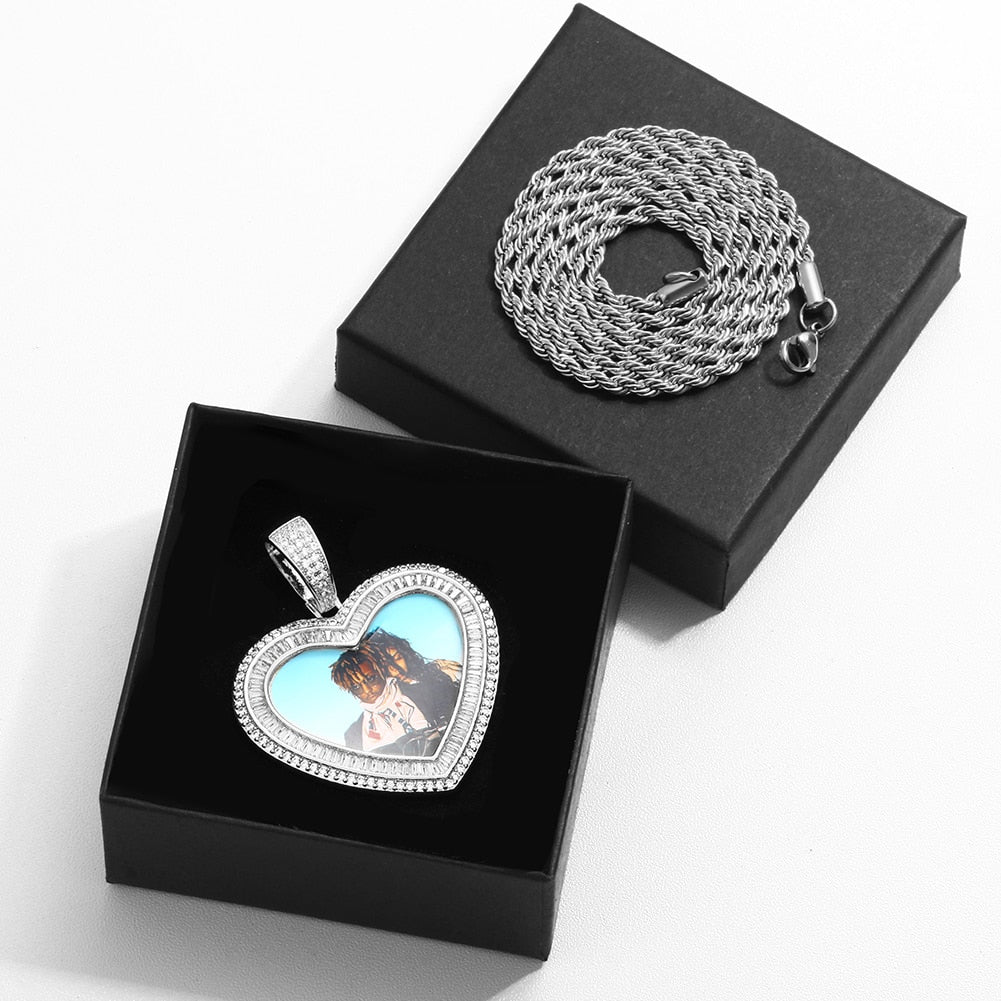 14K Gold Plated Personalized Heart Photo Medallion Necklace- Best Picture Necklace
