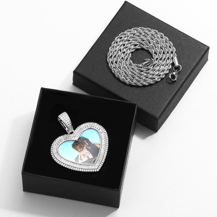 14K Gold Plated Personalized Heart Photo Medallion Necklace- Best Picture Necklace