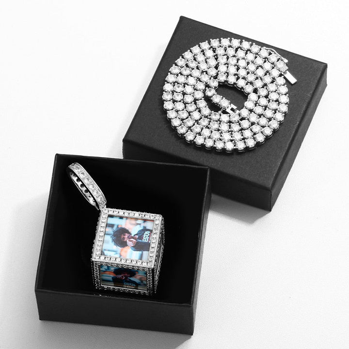 Personalized Cube Medallion Hip Hop Necklace With Picture