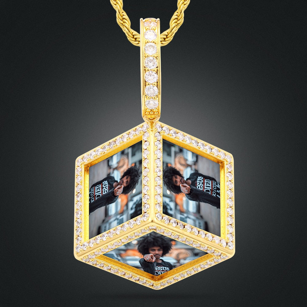 18k Gold Plated Men's Personalized Photo Necklace- Necklace With Picture Inside