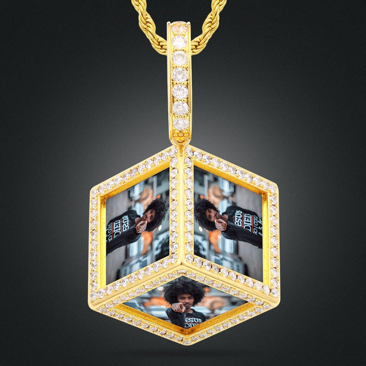 18k Gold Plated Men's Personalized Photo Necklace- Necklace With Picture Inside