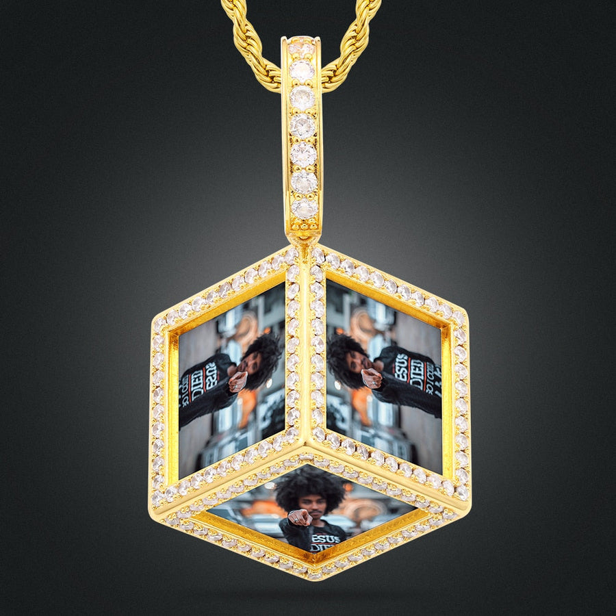18k Gold Plated Men's Personalized Photo Necklace- Necklace With Picture Inside