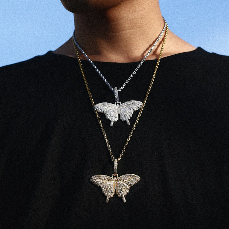 Bling Butterfly Choker Necklace- Cubic Zirconia Blink Butterfly Hip Hop Necklace