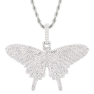 Charm Crystal Butterfly Necklace- Bling Butterfly Hip Hop Jewelry