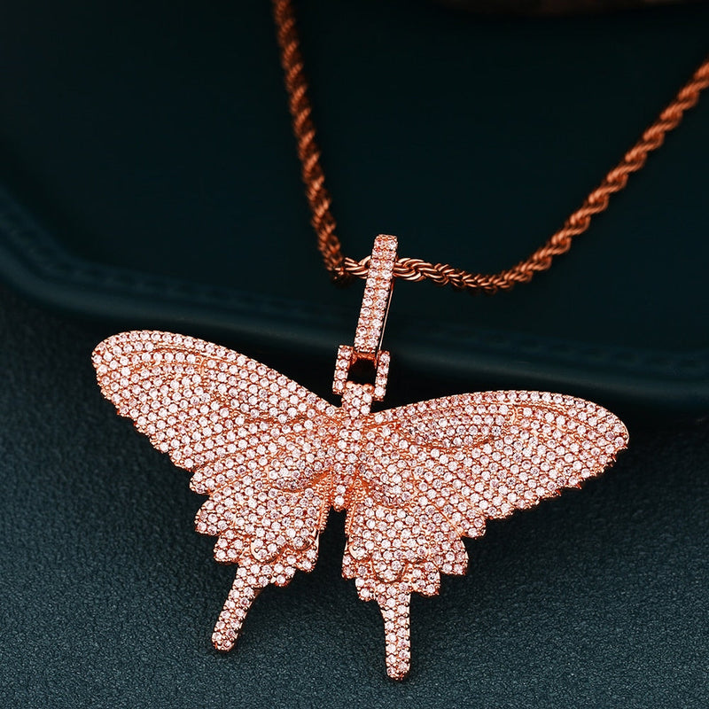 Charm Crystal Butterfly Necklace- Bling Butterfly Hip Hop Jewelry