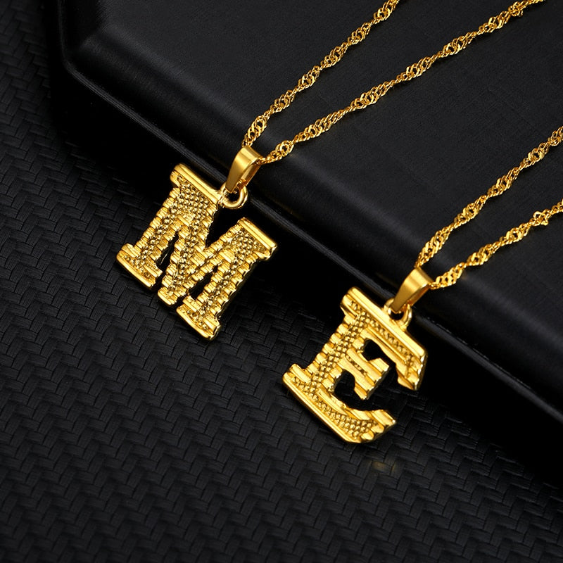 Alphabet Initial Necklace - Gold color stainless steel necklace