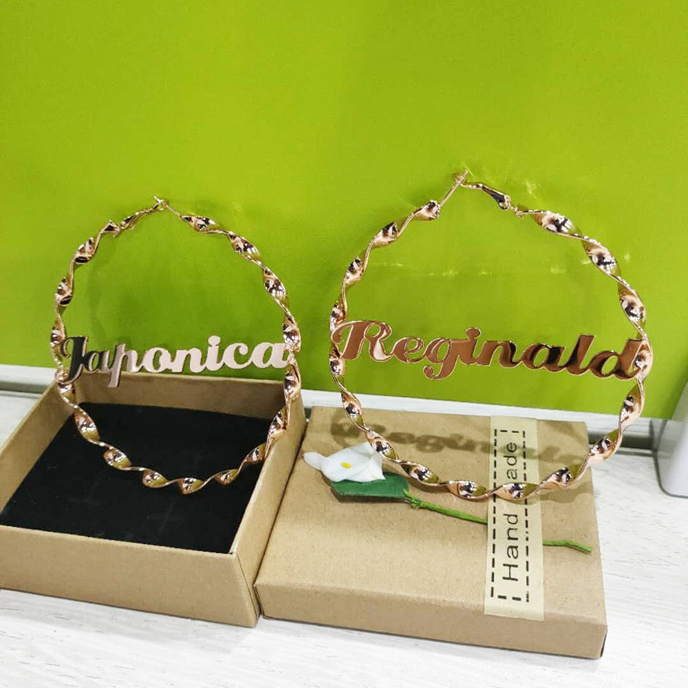 Twist Hoop Name Earring For Women