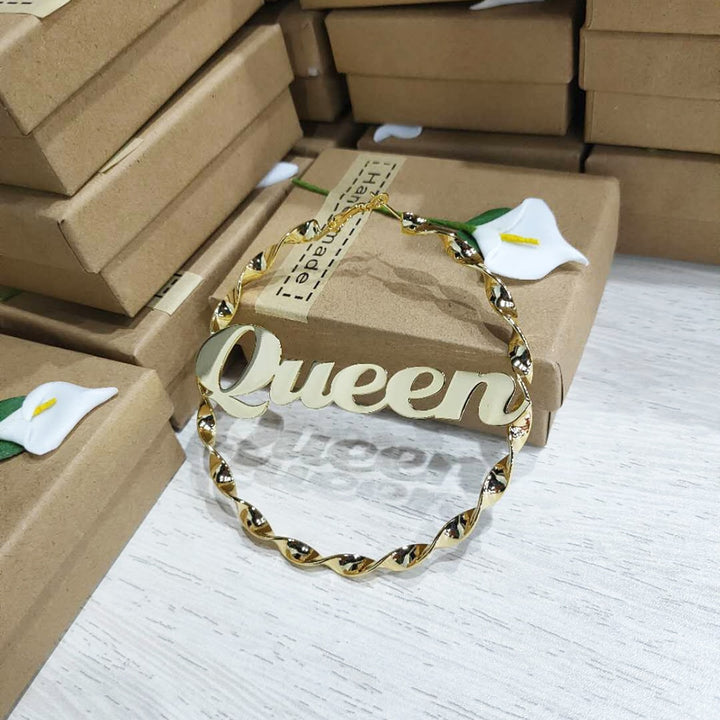 Twist Hoop Name Earring For Women