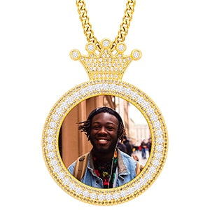 Personalized Photo Medallion Necklace With Crown