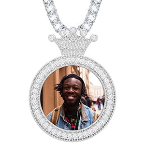 Personalized Photo Medallion Necklace With Crown
