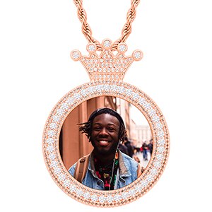 Personalized Photo Medallion Necklace With Crown