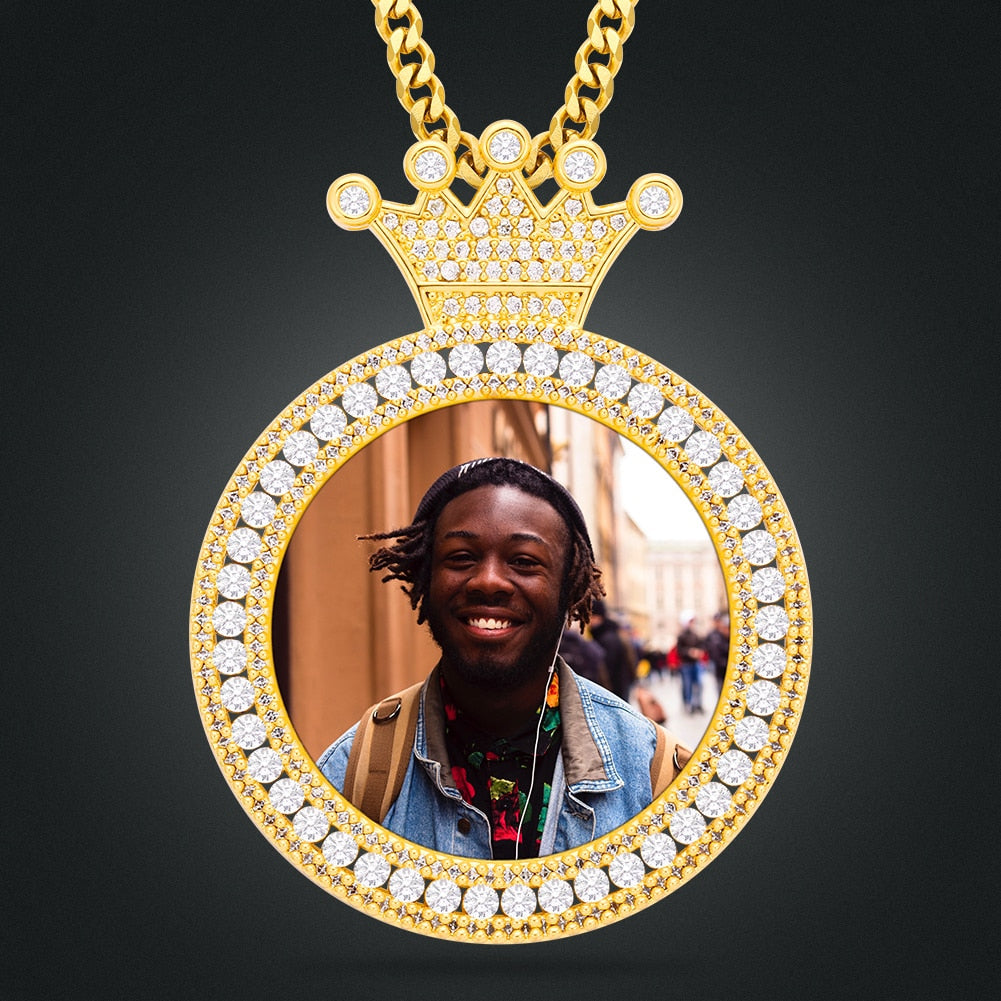 Personalized Photo Medallion Necklace With Crown