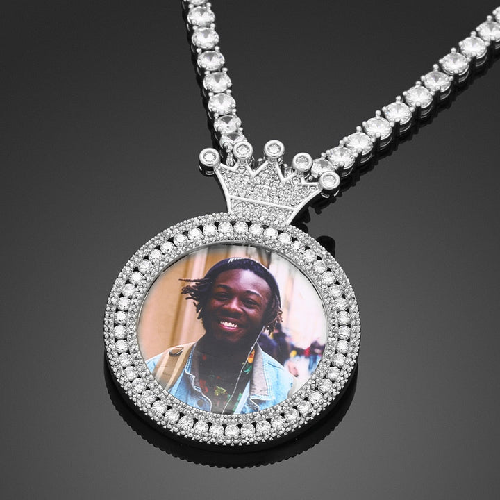 Personalized Photo Medallion Necklace With Crown